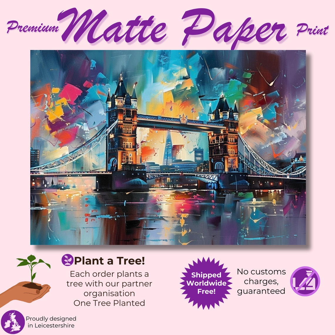 Tower Bridge Teal Blue Abstract Modern London River Art Poster - Image 3