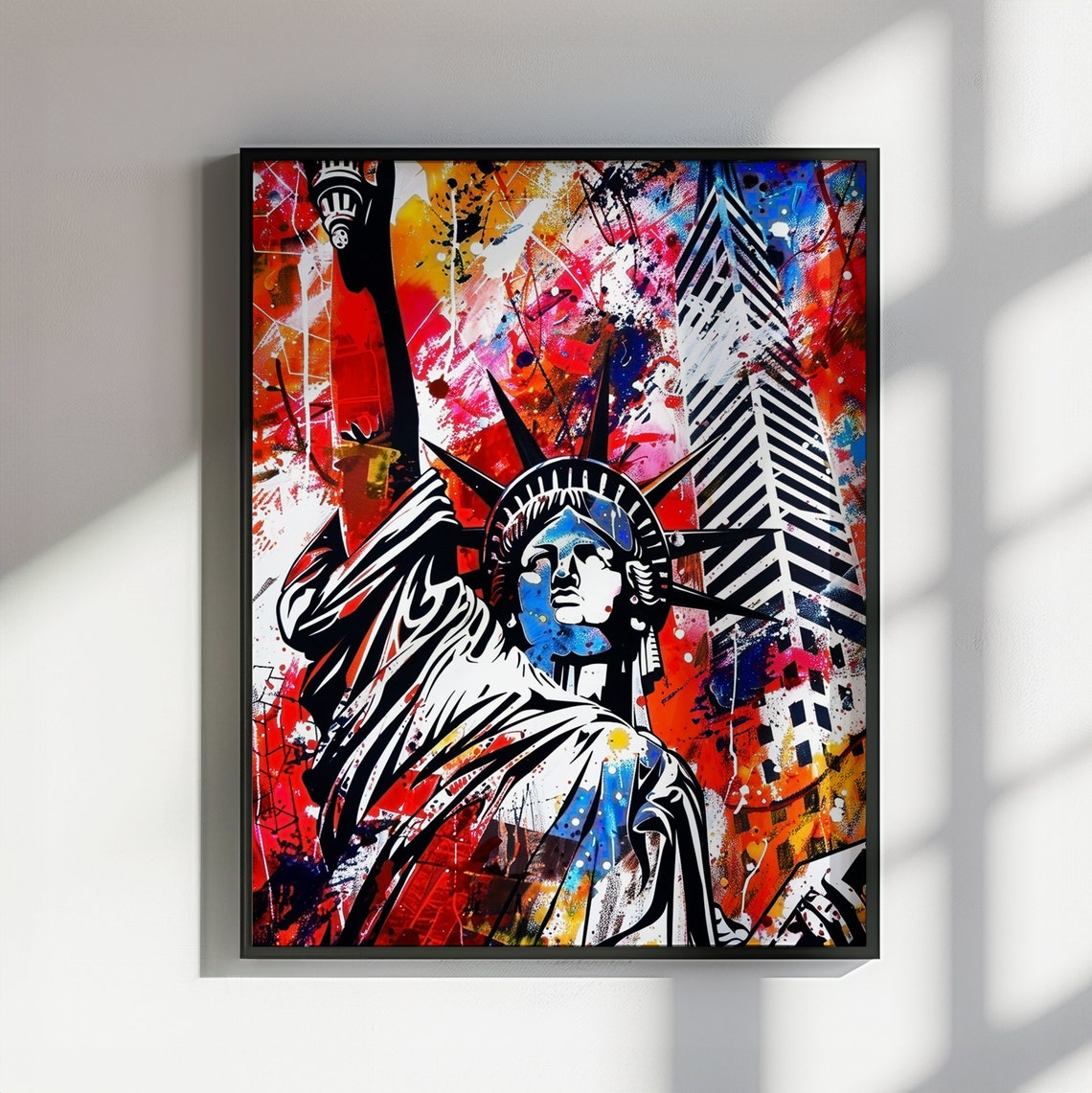 Statue Of Liberty New York City Poster Print Street Art Graffiti Painting Paint Splash Cityscape Abstract Travel Gift Manhattan America Usa