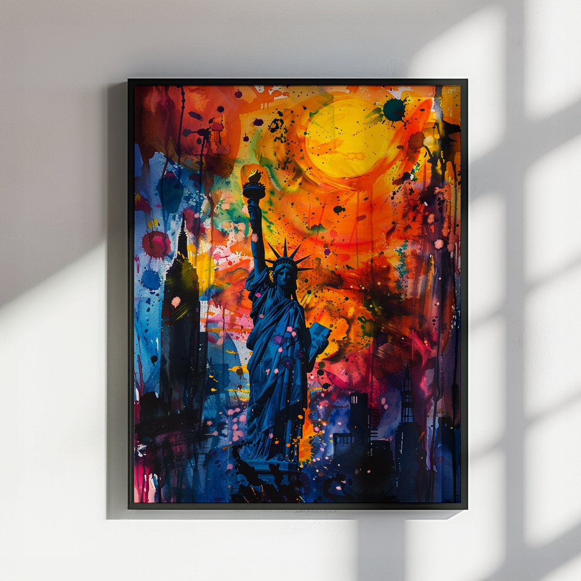 Statue Of Liberty New York City Poster Print Street Art Graffiti Painting Paint Splash Cityscape Abstract Travel Gift Manhattan America Usa