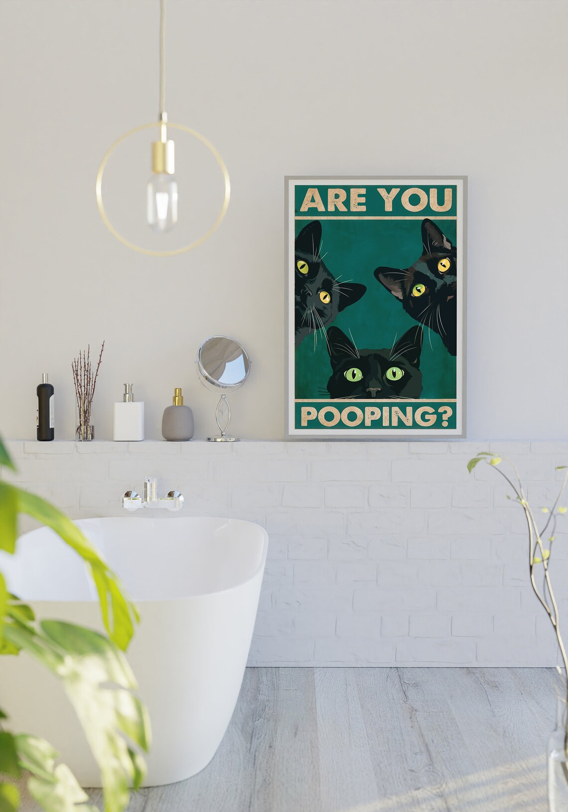 Are You Pooping Cat Print, Funny Bathroom Poster - Image 2