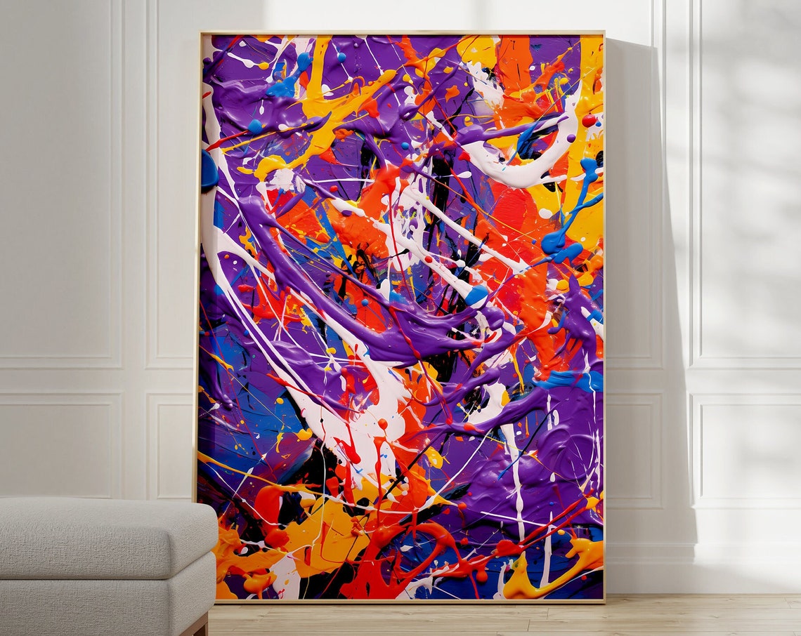 Jackson Pollock Style Colorful Abstract Drip Paint Splatter Poster
