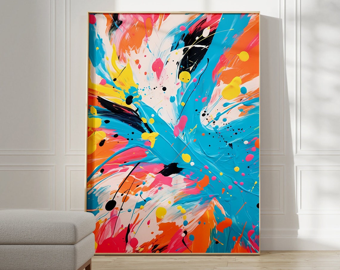Colorful Abstract Paint Splatter Explosion Modern Art Poster