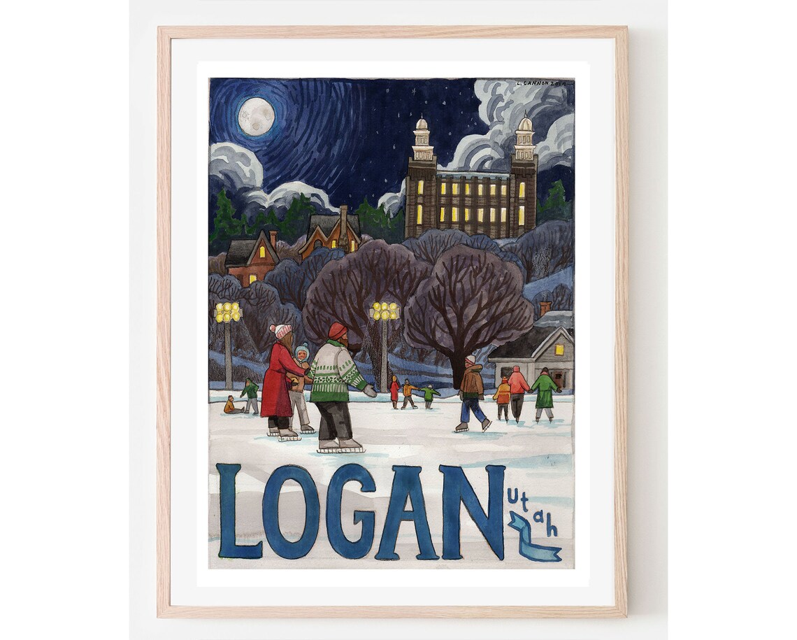 Logan Vintage Ice Rink Travel Poster, Cache Valley