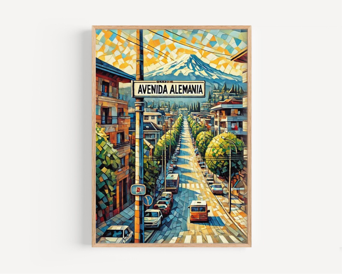 Valparaso Chile Print Avenida Alemania Cityscape Travel Poster