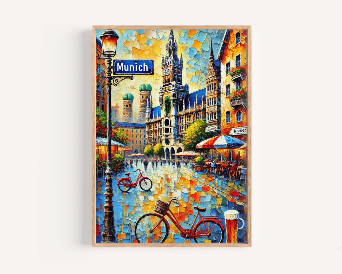 Munich Travel Poster, Modern European City Art Print
