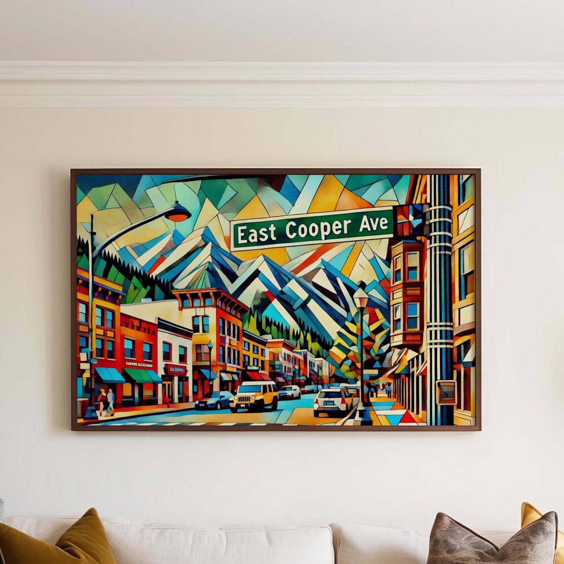 East Cooper Avenue Aspen Mountain Street Mosaic Art Colorful Ski Town Poster