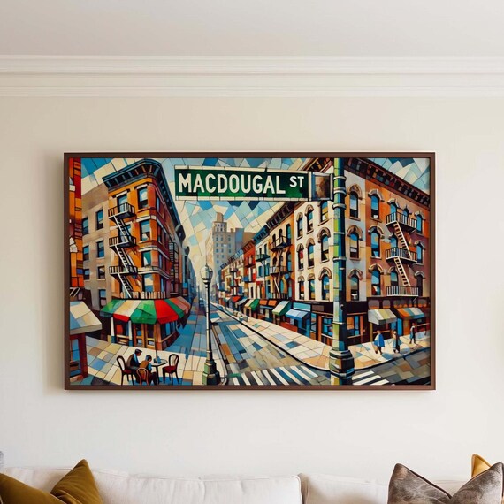 MacDougal Street NYC Greenwich Village Mosaic Cityscape Poster
