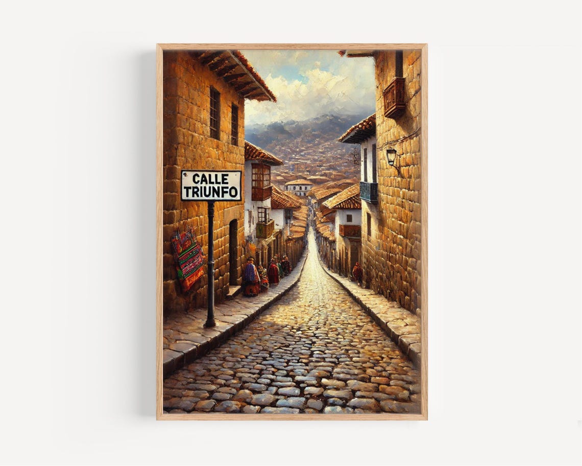 Calle Triunfo Cusco Peru Cobbled Colonial Street Sign Poster