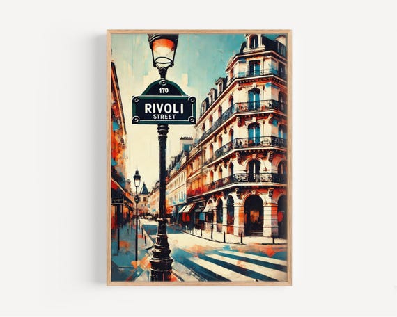 Rivoli Street Wall Art Paris Print Rue De Travel Poster France Gift Housewarming Decor Vintage Style Cityscape Illustration