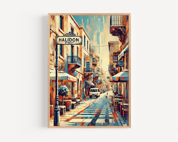 Athinas St, Athens Greece Travel Poster