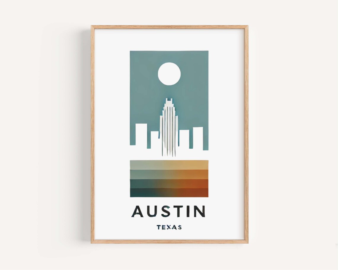 Texas Art Austin Travel Poster, Home Decor Print