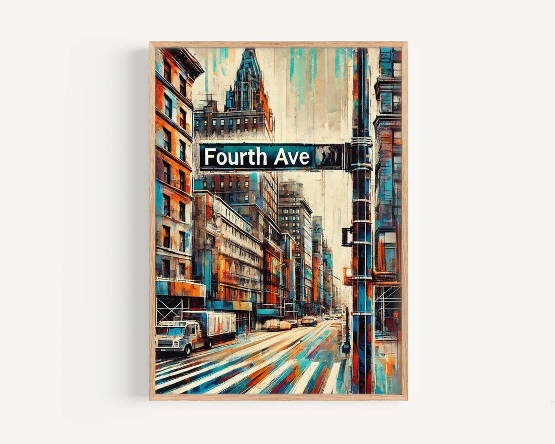 Fourth Ave Manhattan New York City Street Art Painted Poster