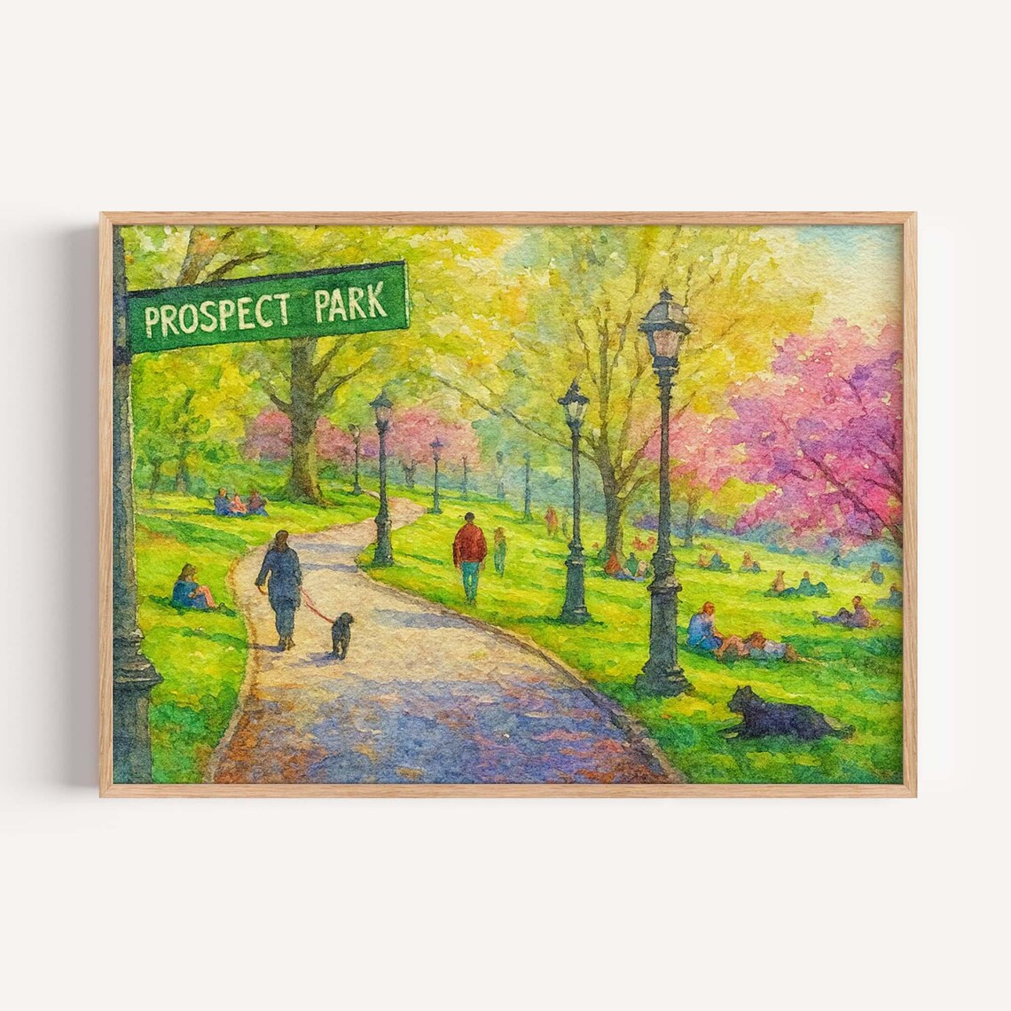 Prospect Park Landscape Painting, Brooklyn Wall Art Print