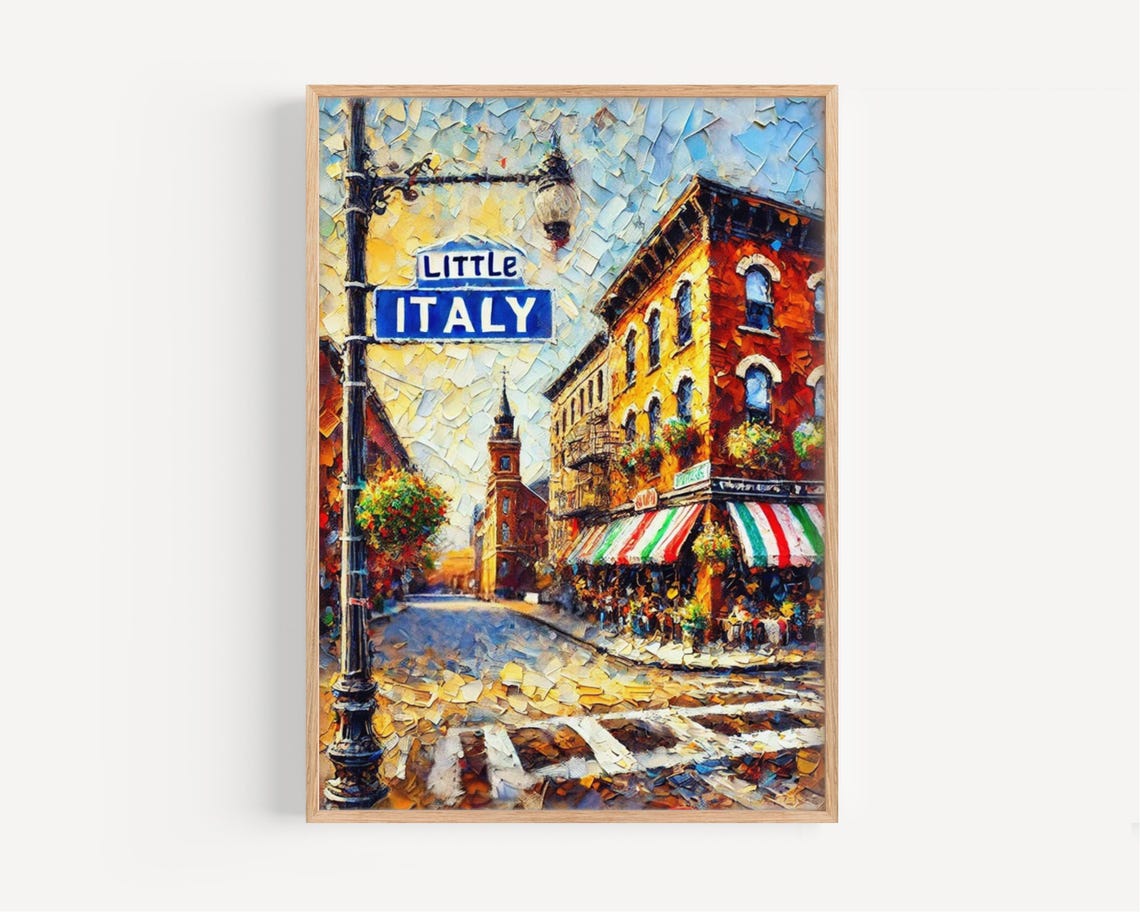 Little Italy Cleveland Impasto Street Sign Restaurant Scene Poster