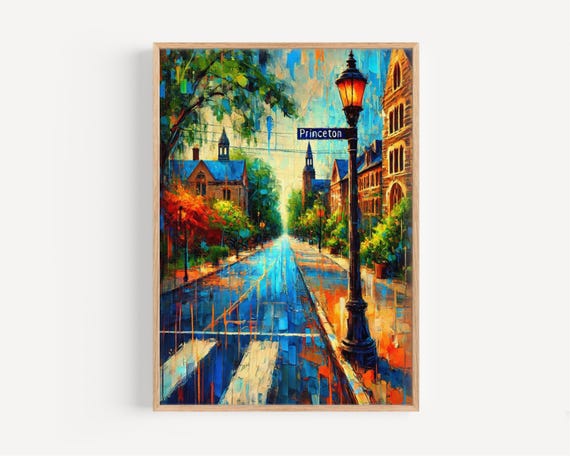 Print Princeton Wall Art New Jersey Travel Poster Decor Housewarming Gift Nj Unique