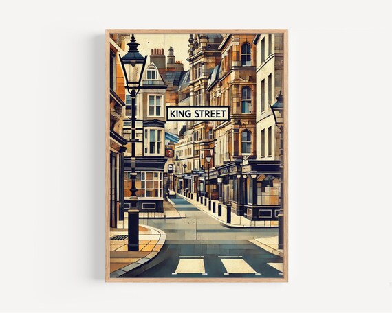 King Street Manchester Victorian Buildings Street Sign Art Poster