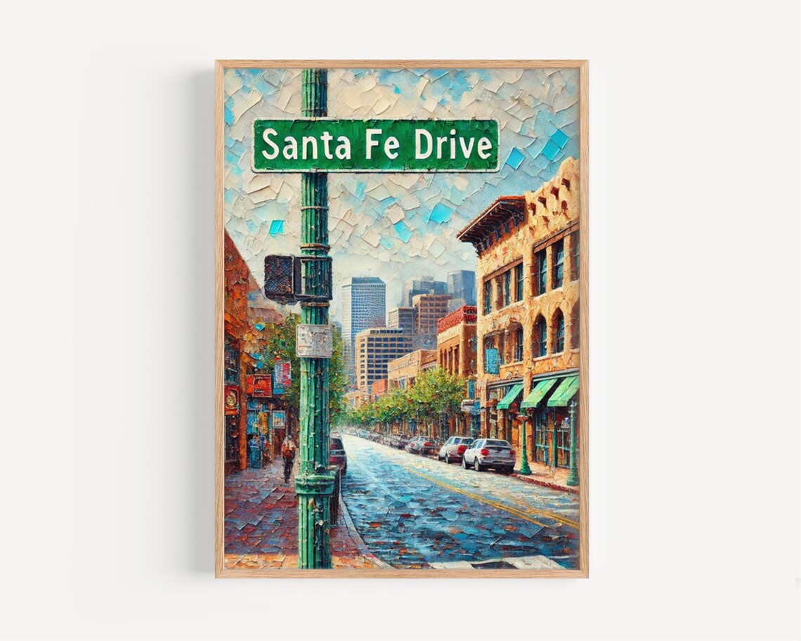 Santa Fe Drive Denver Street Sign Mosaic Cityscape Colorado Art Poster