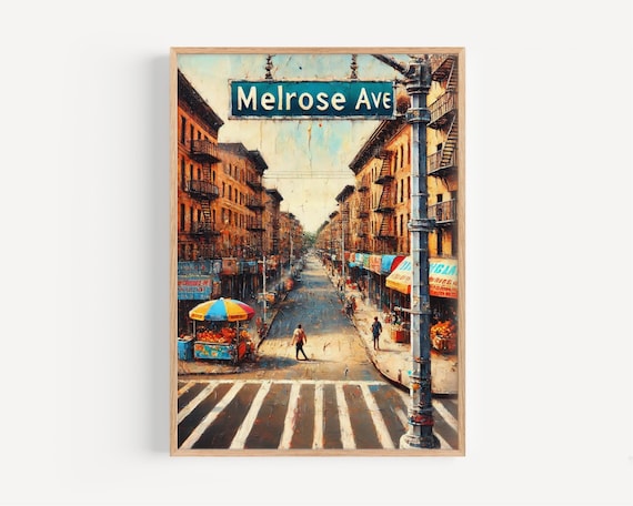 Melrose Ave Bronx New York Street Scene Impasto Oil Painting Poster