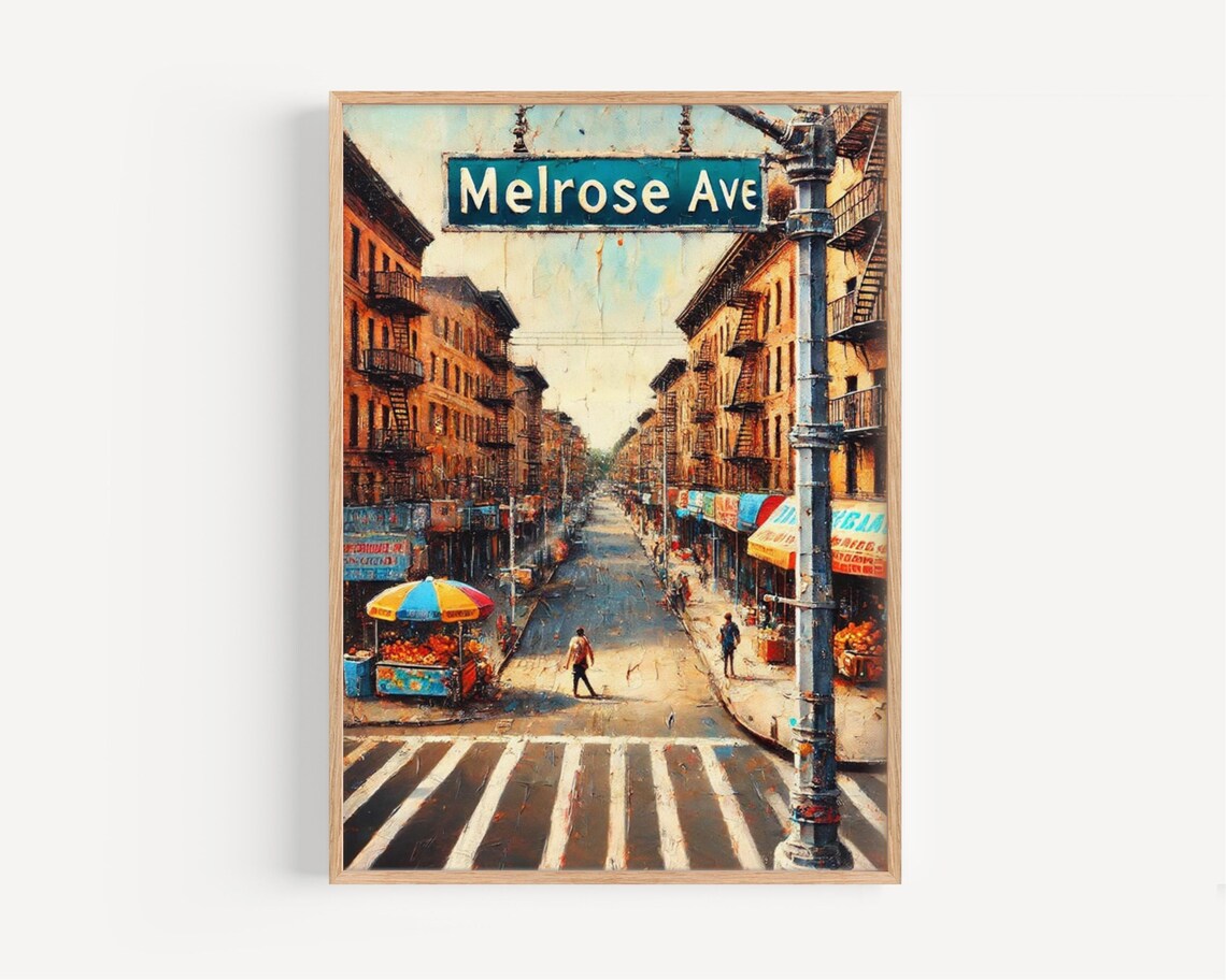 Melrose Ave Bronx New York Street Scene Impasto Oil Painting Poster