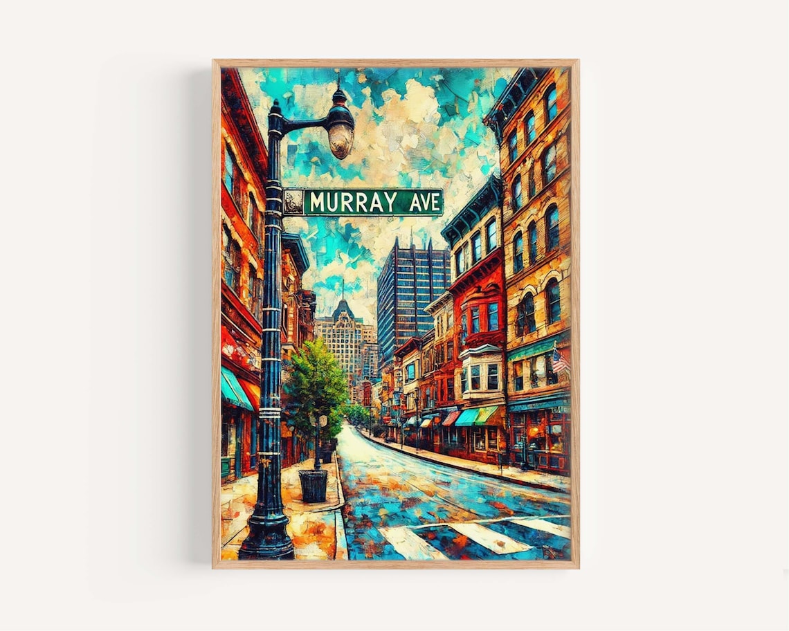Murray Avenue Pittsburgh Poster Colorful City Street Scene Pennsylvania Decor