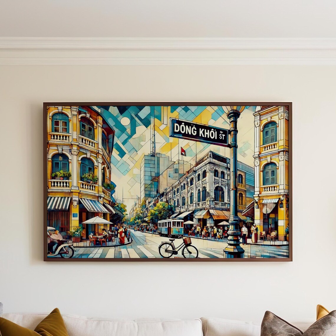 Dong Khoi Street Ho Chi Minh City Cubist Art Vietnam Travel Poster