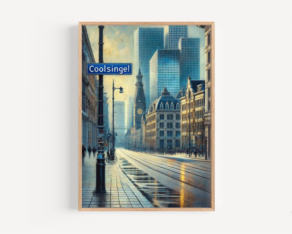 Coolsingel Rotterdam Netherlands Rainy Street Scene Art Poster