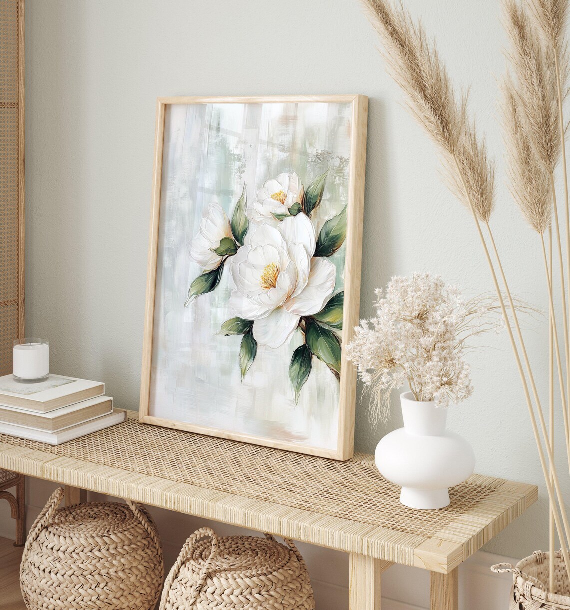 Camellias Flower, Muted Vintage Botanical Art - Image 2