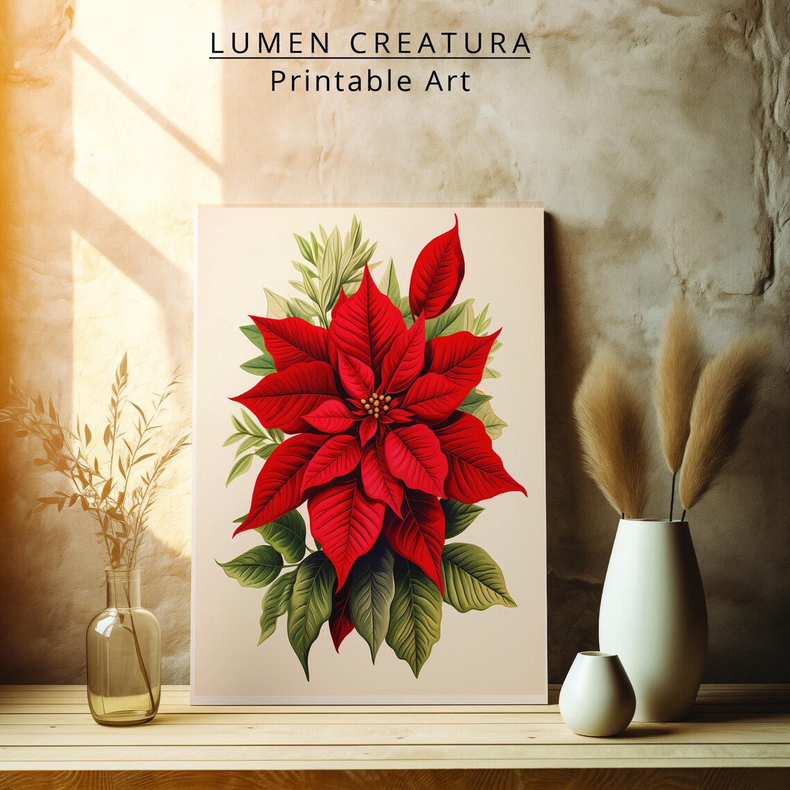Vintage Poinsettia Antique Flower Art Print - Image 4