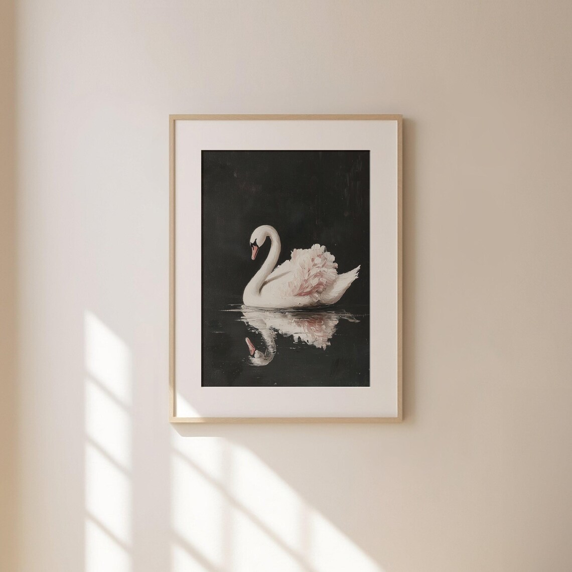 Antique Swan Painting, Cottagecore Vintage Swan Art - Image 3