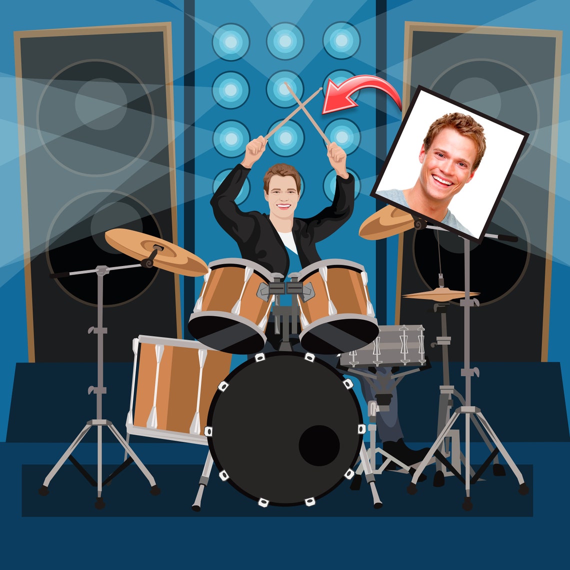 Custom Hand Drawn Caricature DJ Portrait Neon Club Music Gift Poster - Image 5