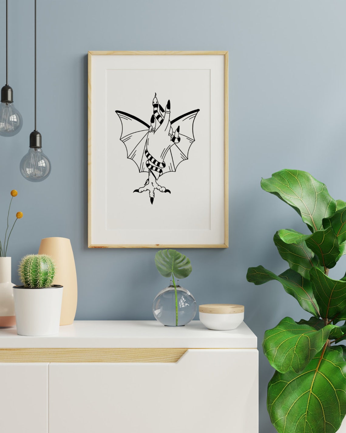 Ready To Fly Bat Wing Hand Snake Claw Gothic Tattoo Art Poster - Image 3
