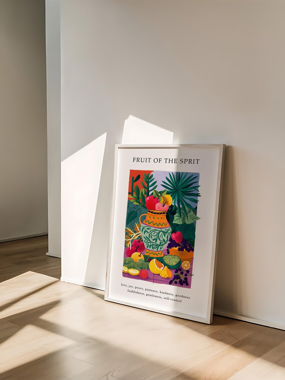 Fruit of the Spirit Overflowing Vase Vibrant Still Life Faith Poster - Image 5