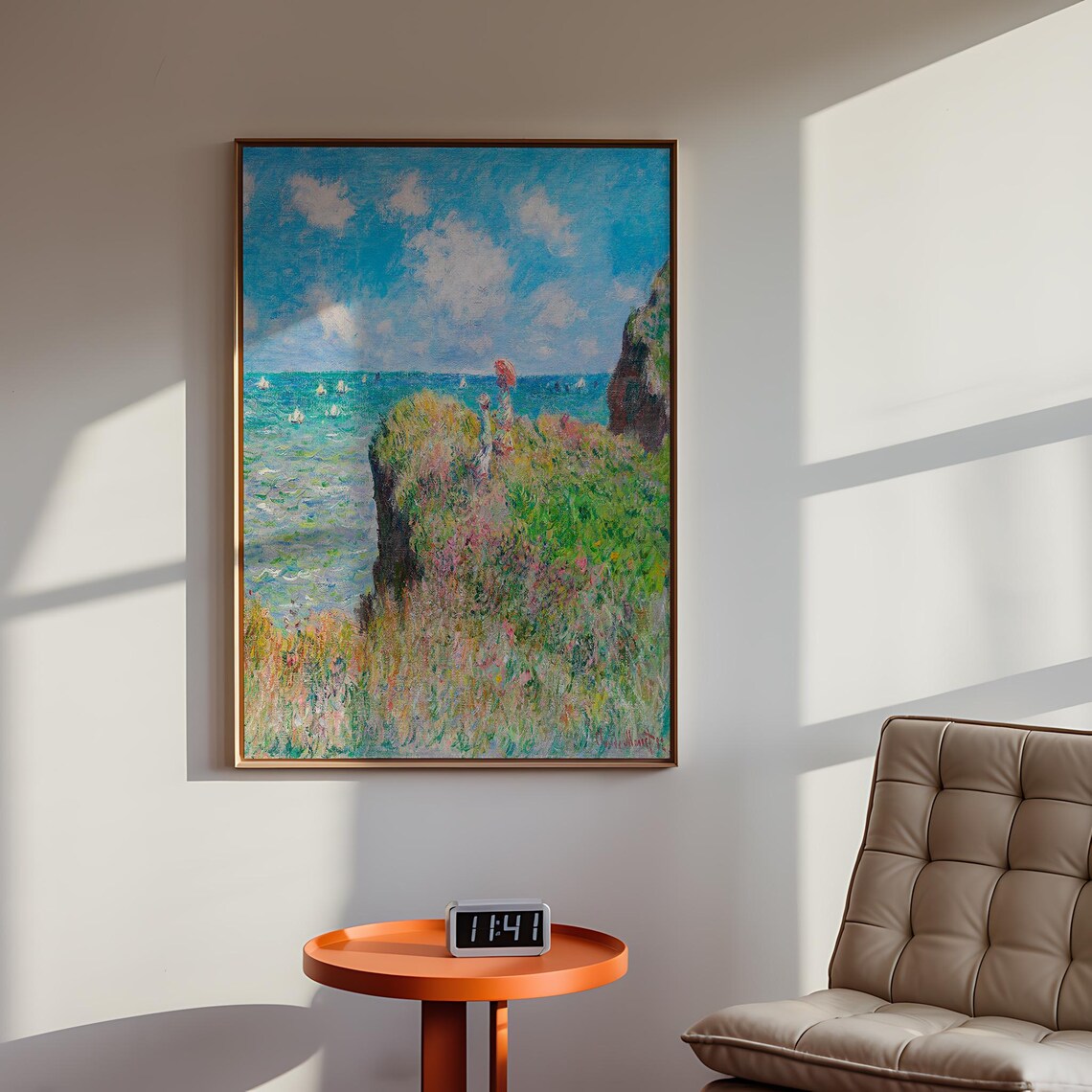 Monet Cliff Walk at Pourville 1882 Figures Above the Sea Artwork Poster - Image 4