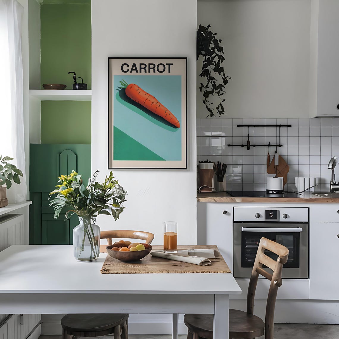 Carrot Vegetable Art Print Farmhouse Kitchen Wall Decor Rustic Food Illustration Modern Farmhouse Kitchen Decor Culinary Wall Decor - Image 5