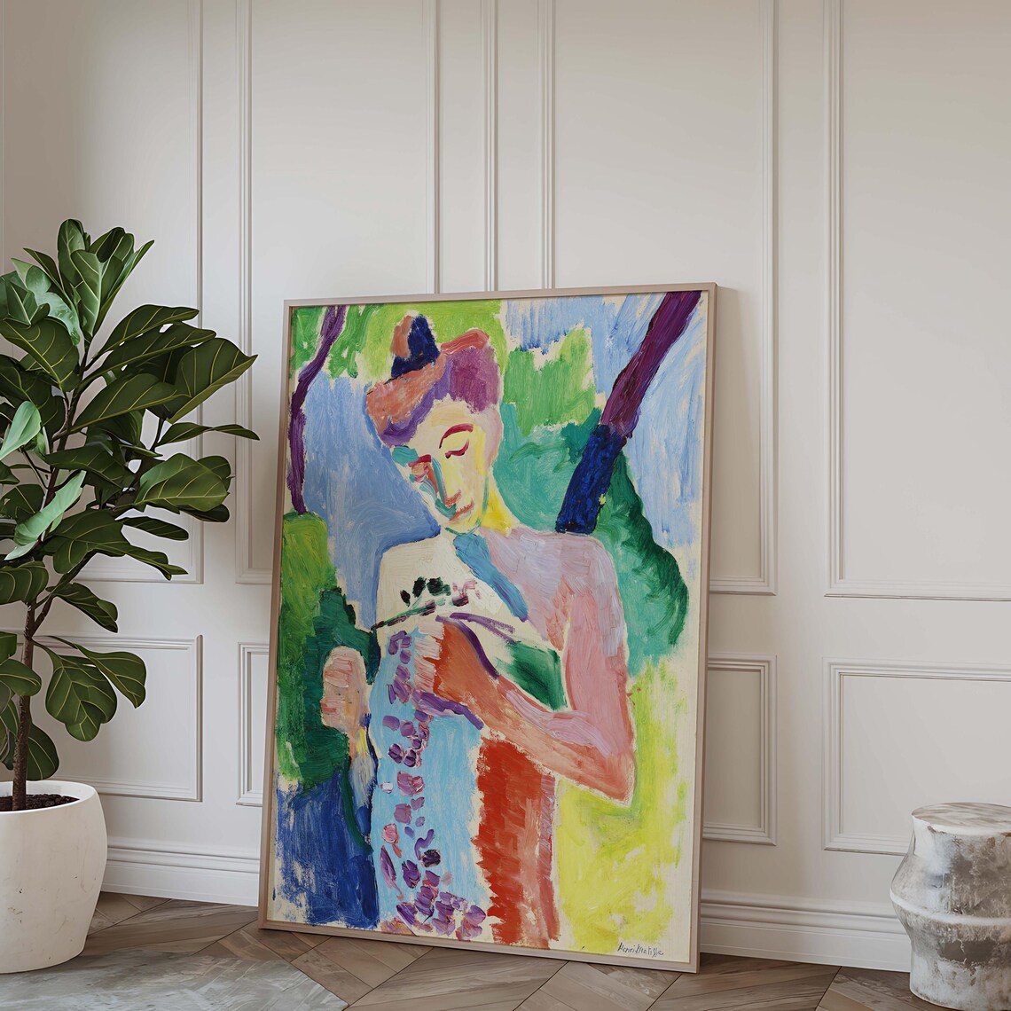 Henri Matisse Style Fauvist Woman with Patterned Cloth Figurative Art Poster - Image 3