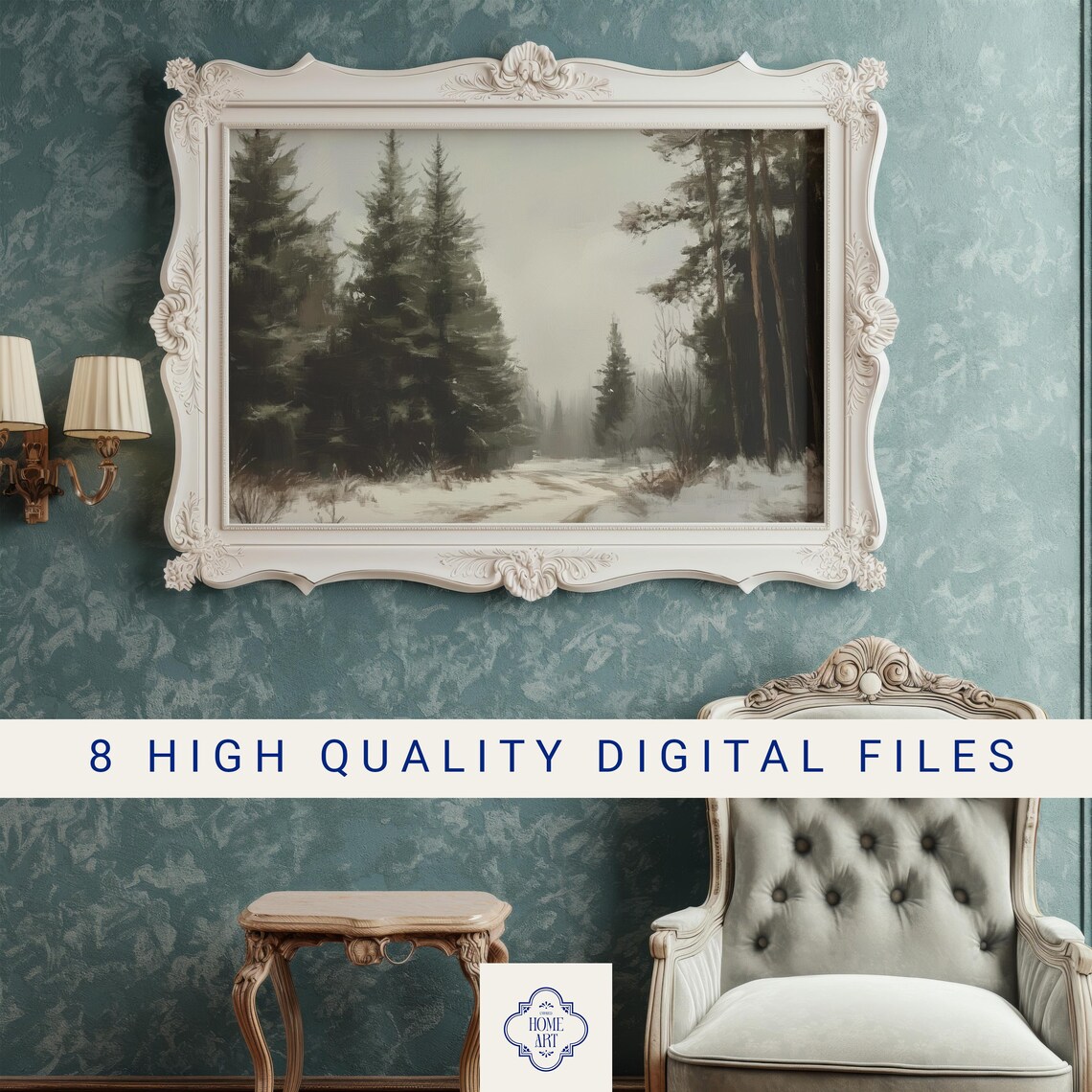 Misty Snowy Pine Forest Foggy Winter Woodland Landscape Poster - Image 3