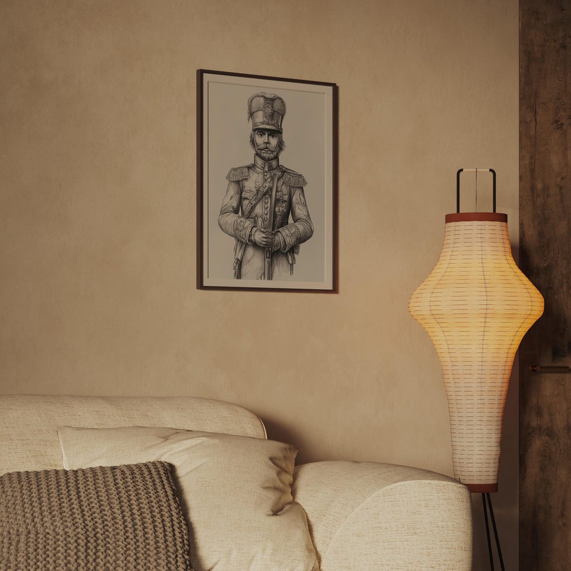 Nutcracker Soldier Pencil Sketch Guard With Sword Portrait Poster - Image 2