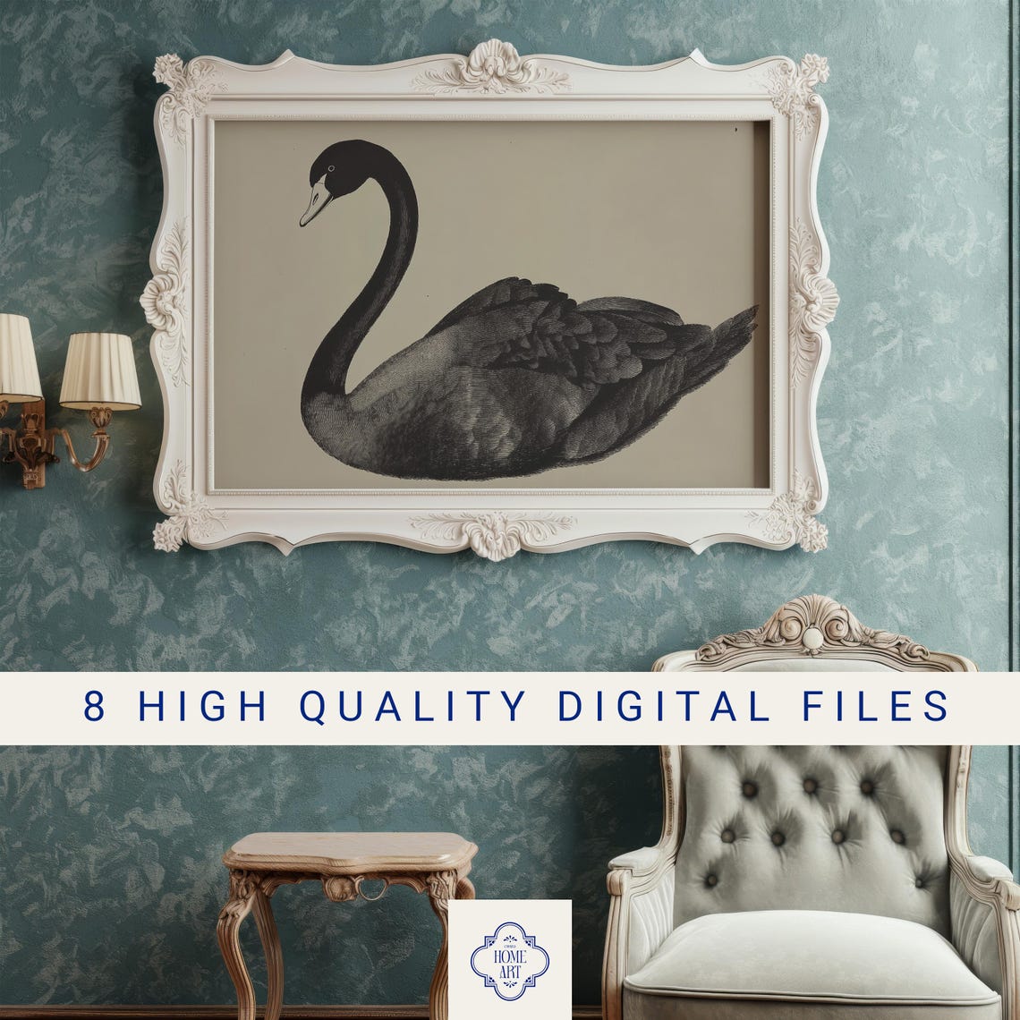 Black Swan Watercolor Painting Elegant Bird Neutral Background Poster - Image 3