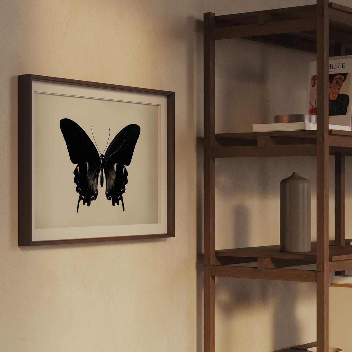 Black Swallowtail Butterfly Silhouette Minimalist Art Poster - Image 2