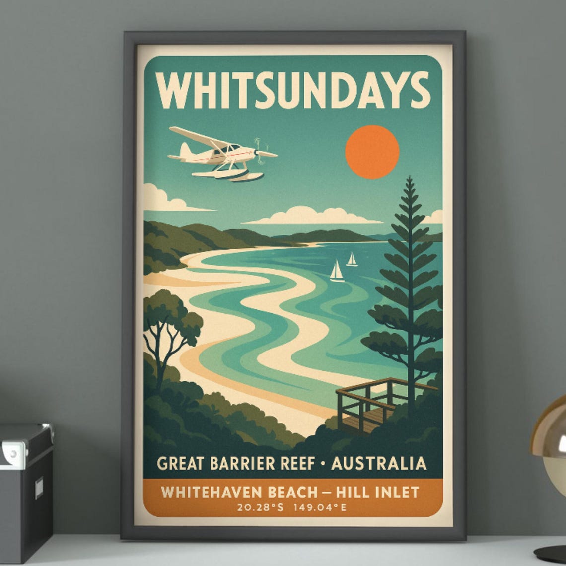 Whitsundays Whitehaven Beach Australia Vintage Travel Poster