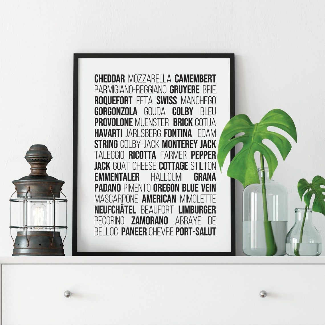 Cheese Lovers Typographic List Kitchen Wall Decor Minimalist Poster - Image 4