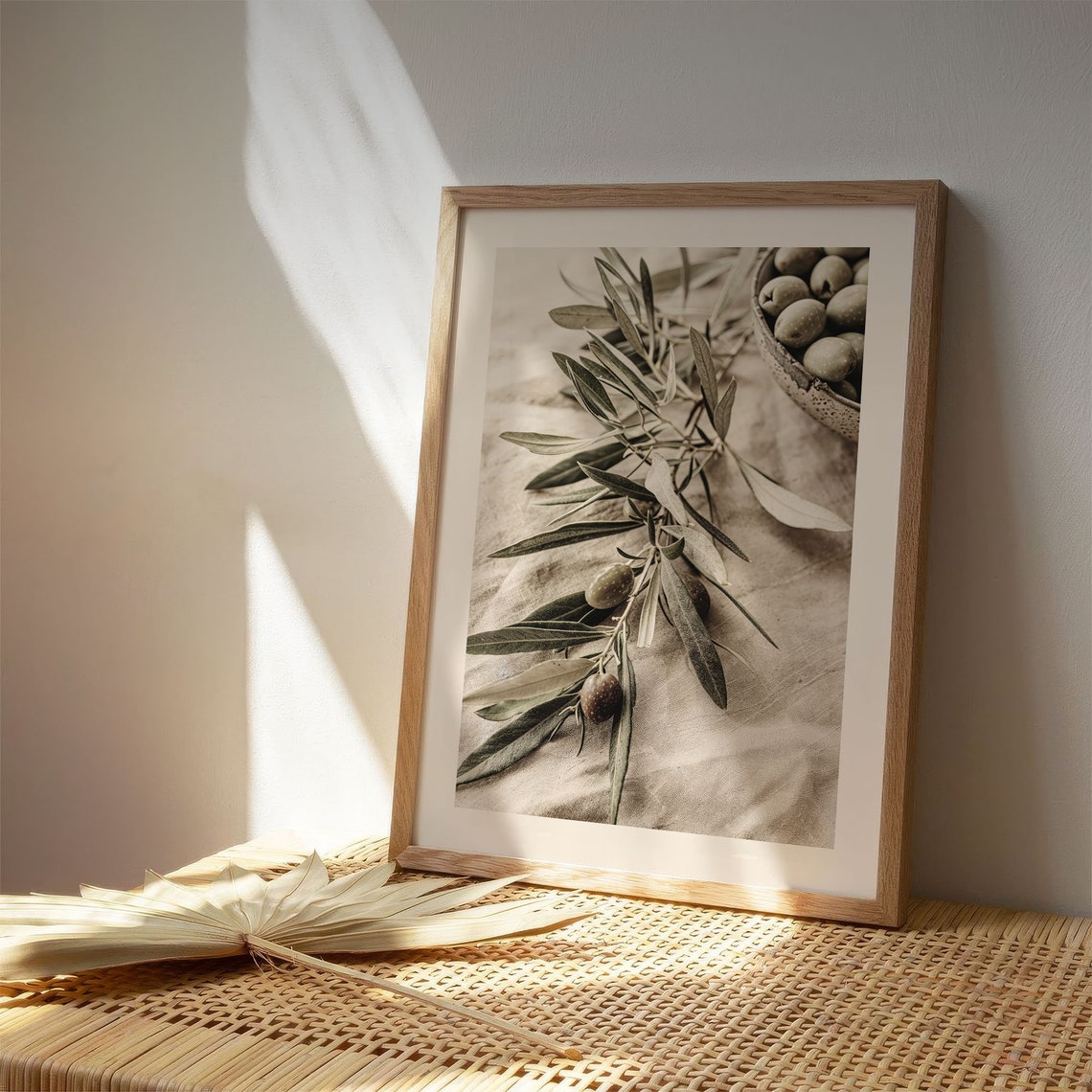 Olive Branch Photo Green Olives Rustic Kitchen Decor Art Poster - Image 2