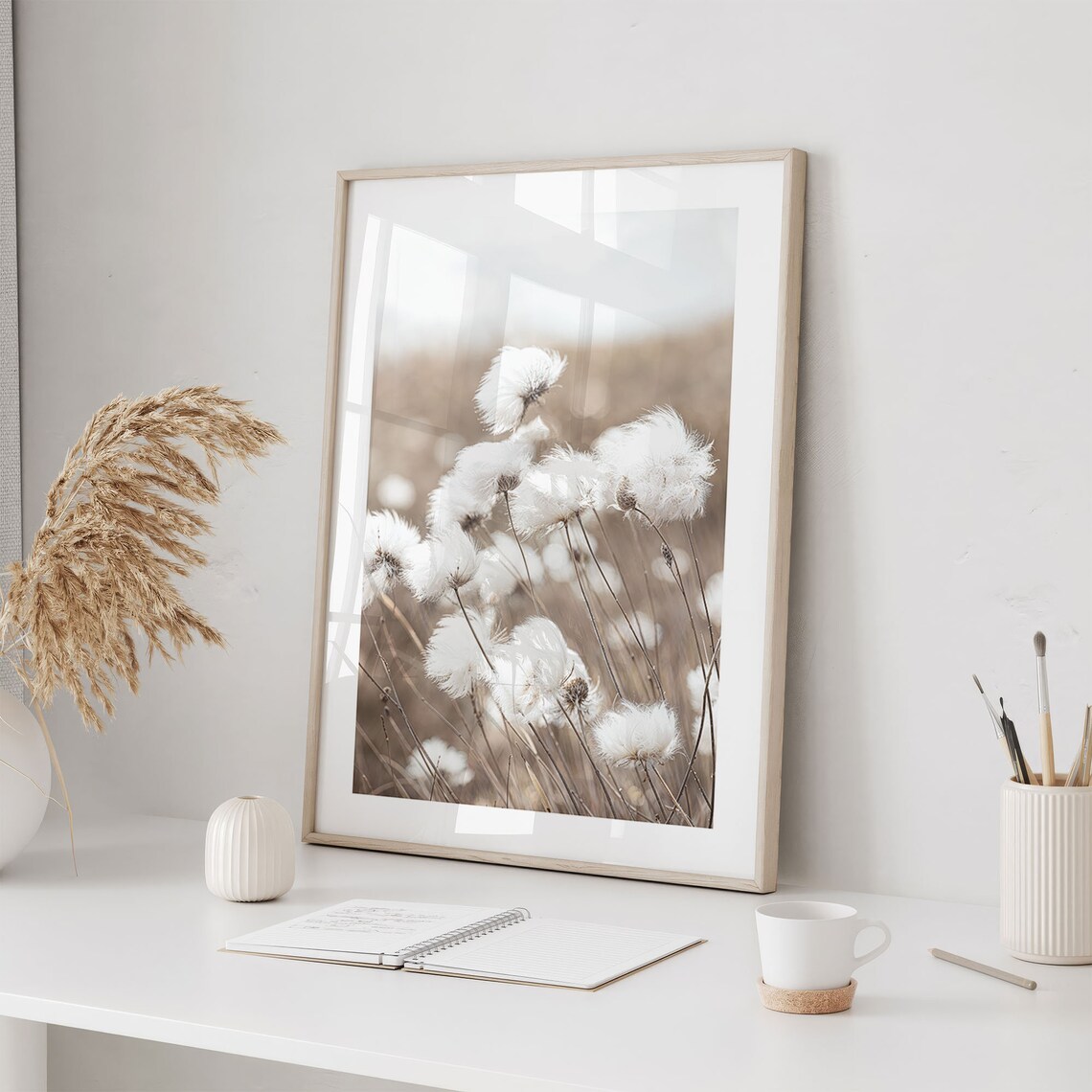 Cotton Grass Field Soft White Fluff Nature Photography Poster - Image 2