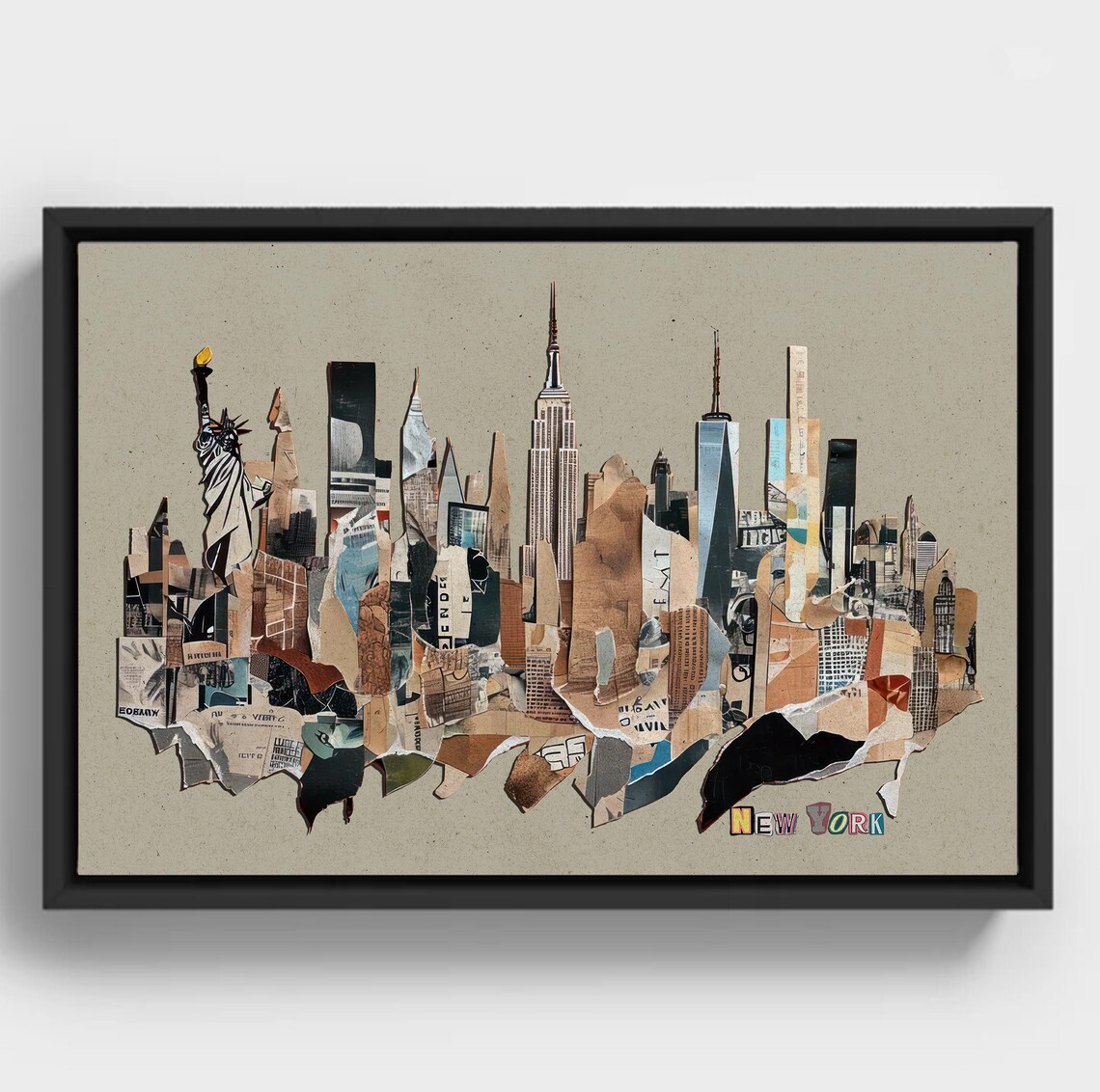 New York Skyline Collage Modern Cityscape
