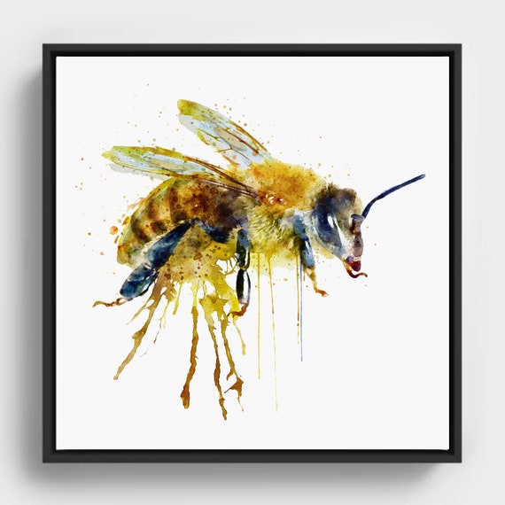Honey Bee Watercolor Pollinator Kitchen Wall Art