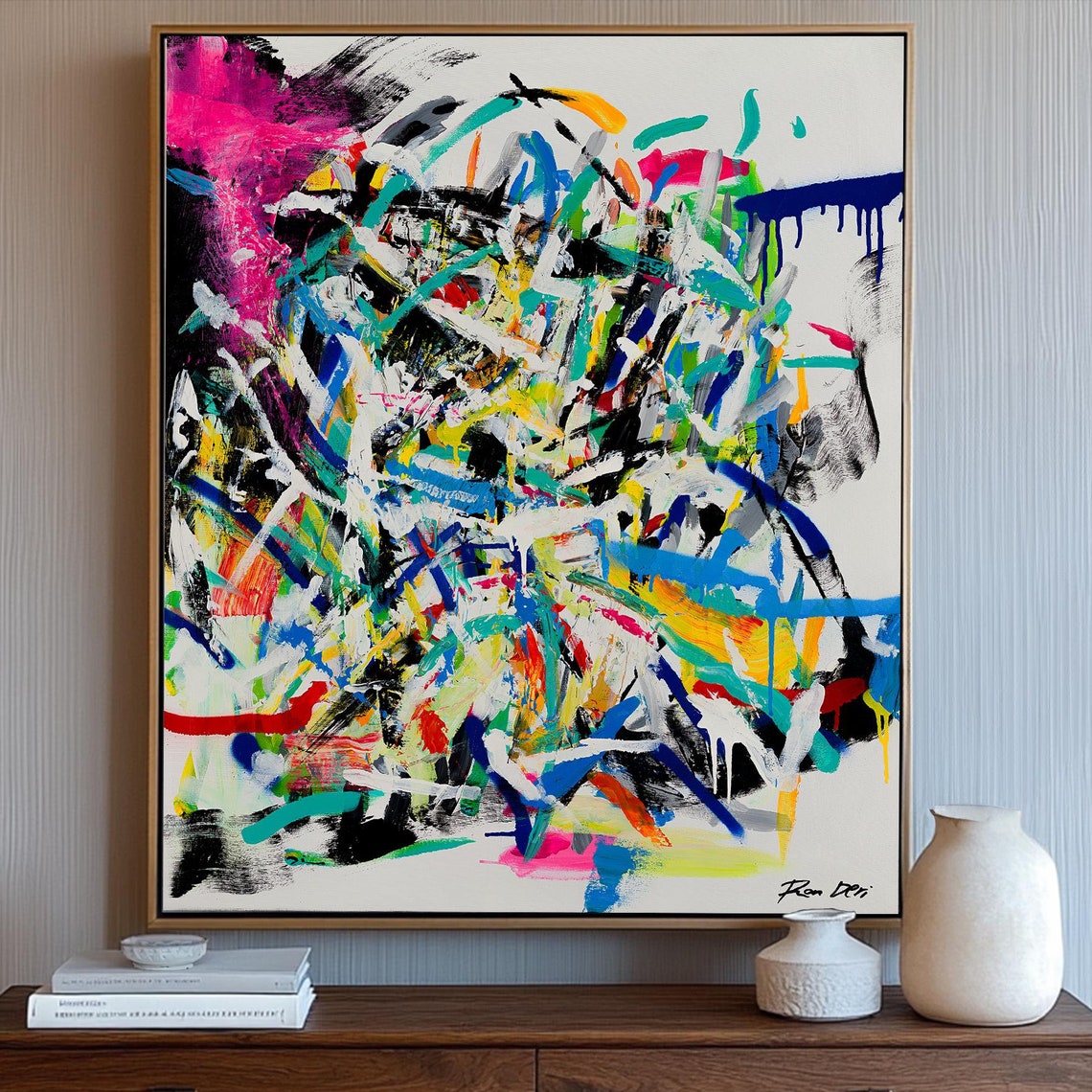 Explosion of Color Abstract Poster Vibrant Multicolor Splash Artwork