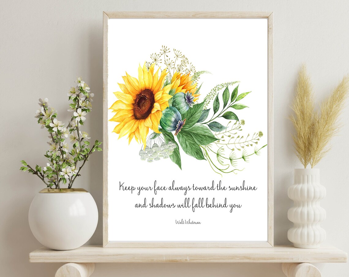 Sunshine Quote Wall Art, Walt Whitman Summer Floral