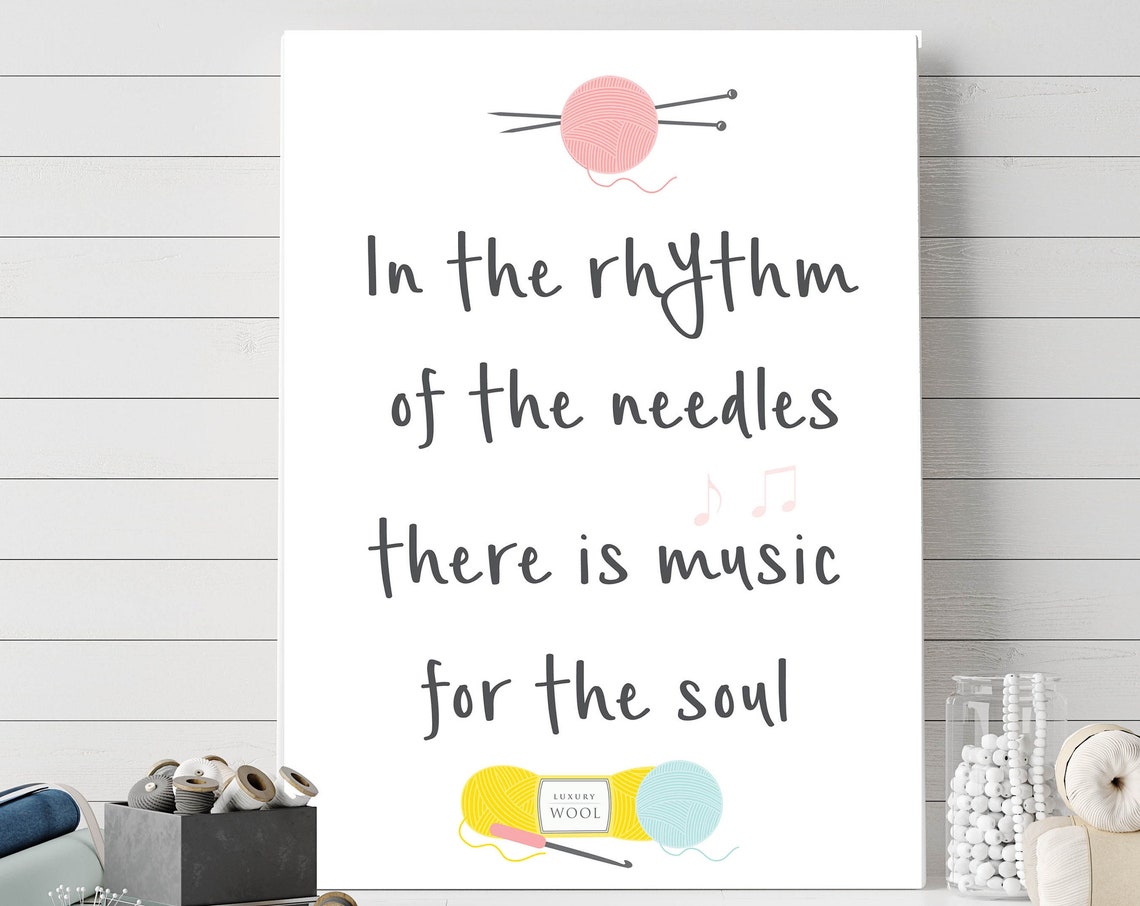 In the Rhythm of the Needles Knitting Quote With Music Notes Poster