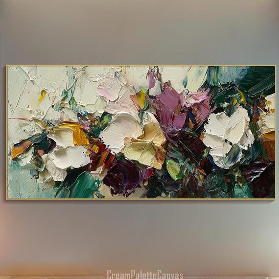 Abstract Palette Knife Floral Art Print, Boho Decor