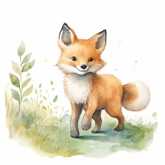 Cute Fox In Watercolors For Your Childrens Room Artistic